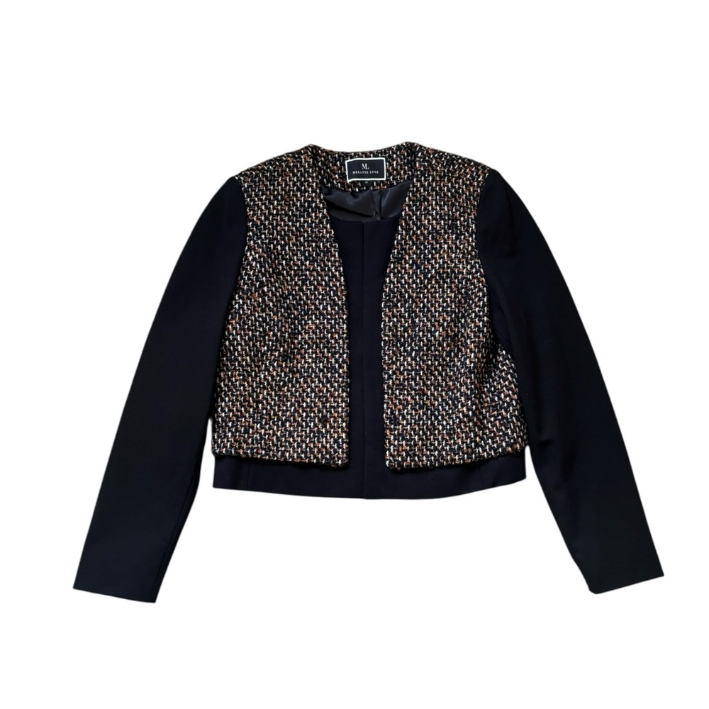 Melanie Lyne NWOT contemporary tweed & black work wear chic jacket blazer 10